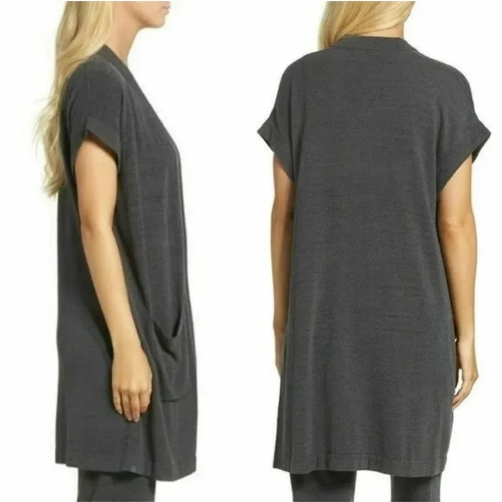 Barefoot Dreams Cozychic Ultra Light Gray Cardi Vest XS
